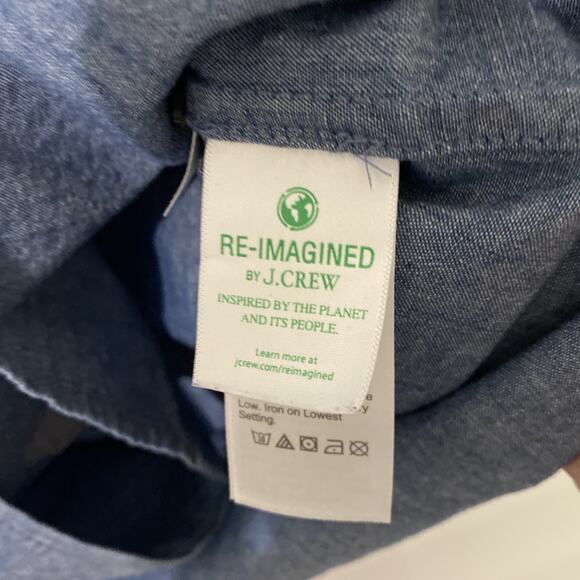 J Crew Shirt Women Sz 2 Blue Denim Button Blouse Ruffle Romantic Southwest Boho - Picture 6 of 7